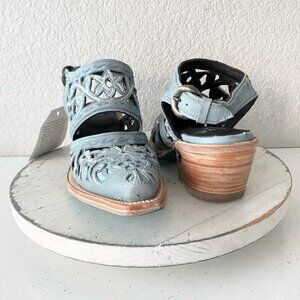 Lane SHALEY Robin Mule Blue Cowboy Boots Womens 6 Cowgirl Western Short Ankle